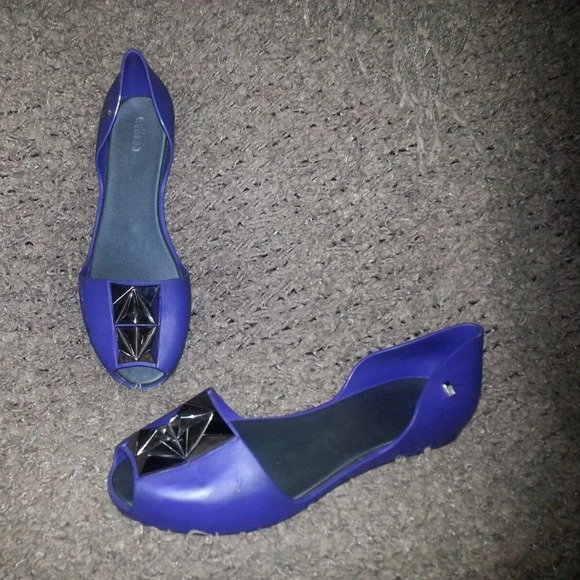 MELISSA-Fresh Bloom-D'Orsay Style Open Flats-Studded-Violet-Size 40-Excellent - Picture 1 of 7